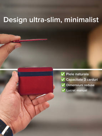 Portcard din Piele Naturala Duma Mini – Suport Minimalist 3 Carduri, Design Super Slim [2]
