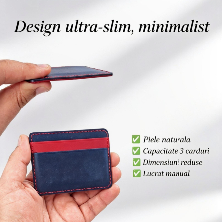 Portcard din Piele Naturala Duma Mini – Suport Minimalist 3 Carduri, Design Super Slim [1]