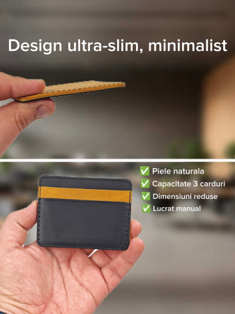 Portcard Personalizat din Piele Naturala Duma Mini – Suport Carduri Gravat Manual, Design Ultra Slim [3]