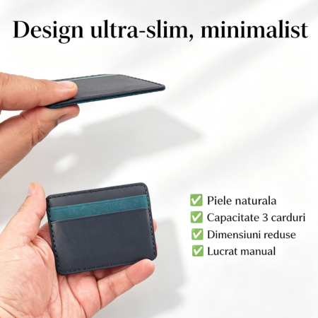 Portcard din Piele Naturala Duma Mini – Suport Minimalist 3 Carduri, Design Super Slim [1]