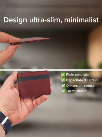 Portcard Personalizat din Piele Naturala Duma Mini – Suport Carduri Gravat Manual, Design Ultra Slim [2]