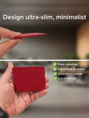 Portcard Personalizat din Piele Naturala Duma Mini – Suport Carduri Gravat Manual, Design Ultra Slim [2]