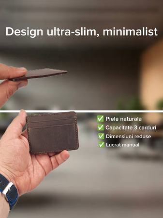 Portcard Personalizat din Piele Naturala Duma Mini – Suport Carduri Gravat Manual, Design Ultra Slim [2]