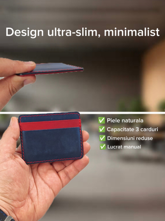 Portcard din Piele Naturala Duma Mini – Suport Minimalist 3 Carduri, Design Super Slim [2]