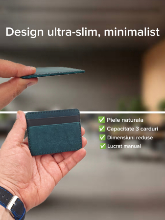 Portcard din Piele Naturala Duma Mini – Suport Minimalist 3 Carduri, Design Super Slim [2]