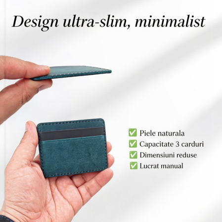 Portcard din Piele Naturala Duma Mini – Suport Minimalist 3 Carduri, Design Super Slim [1]