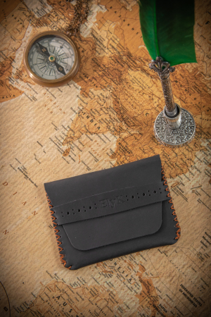 Portcarduri - Portcard din piele naturala, lucrat si cusut manual, Marcus, Handmade, Negru
