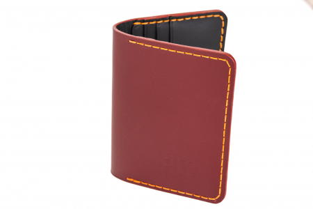Portcard din piele naturala, lucrat si cusut manual, Orion, Handmade, Visiniu [3]