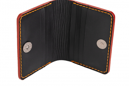 Portcard din piele naturala, lucrat si cusut manual, Orion, Handmade, Visiniu [2]