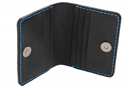 Portcard din piele naturala, lucrat si cusut manual, Orion, Handmade, Negru print [2]