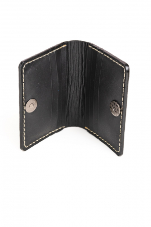 Portcard din piele naturala, lucrat si cusut manual, Orion, Handmade, Negru croco, Produs in Romania [2]