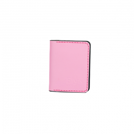 Portcard din piele naturala, lucrat si cusut manual, Orion, Handmade, Roz, Produs in Romania [4]