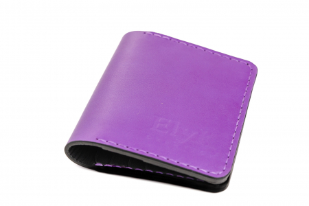 Portcard din piele naturala, lucrat si cusut manual, Orion, Handmade, Mov [3]