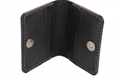 Portcard din piele naturala, lucrat si cusut manual, Orion, Handmade, Mov [1]