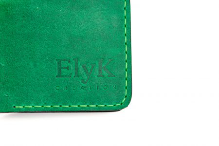 Portcard din piele naturala, lucrat si cusut manual, Orion, Handmade, Verde Crazy Horse [4]