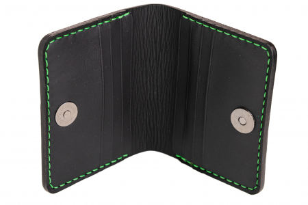 Portcard din piele naturala, lucrat si cusut manual, Orion, Handmade, Verde Crazy Horse [2]