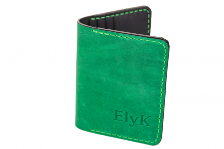 Portcard din piele naturala, lucrat si cusut manual, Orion, Handmade, Verde Crazy Horse [3]