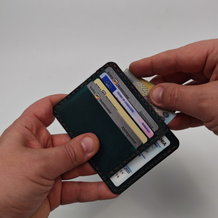 Portcard Minimalist din Piele Naturală , Duma, Negru [2]