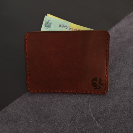 Portcard Minimalist din Piele Naturală , personalizabil, Duma, Grena [1]