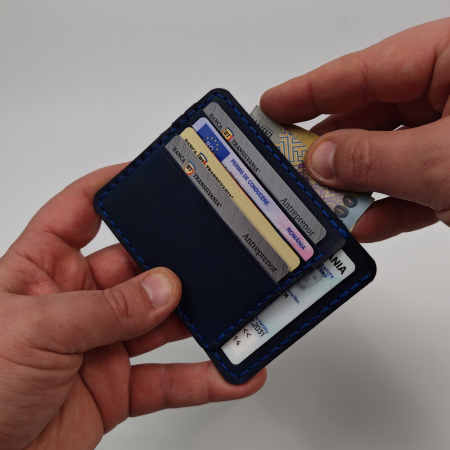 Portcard Minimalist din Piele Naturală , personalizabil, Duma, Turcoaz [2]