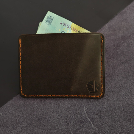 Portcard Minimalist din Piele Naturală , personalizabil, Duma, Maro [1]