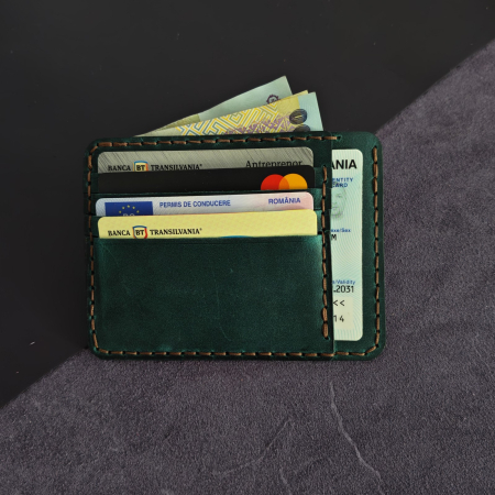 Portcard Minimalist din Piele Naturală , personalizabil, Duma, Turcoaz [0]