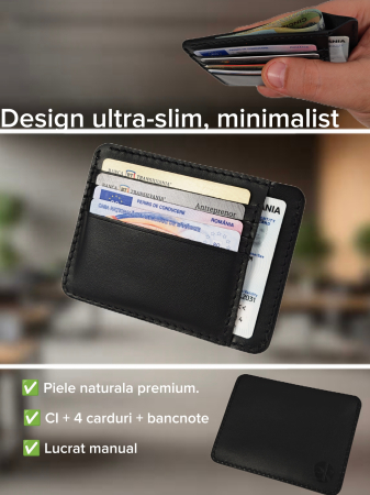 Portcard Personalizat din Piele Naturală Duma – Portofel Minimalist Gravat, Diverse Culori [1]