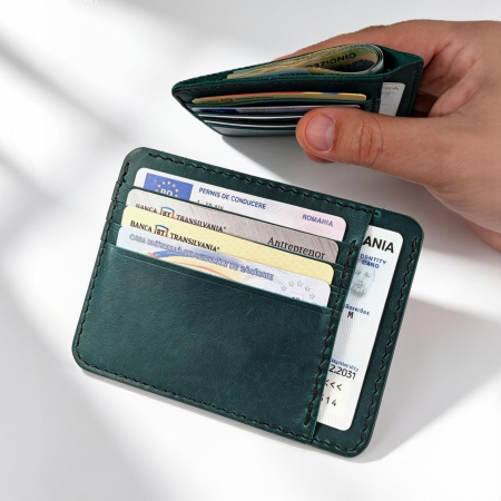 Noutati - Portcard Minimalist din Piele Naturala Duma – Suport Subtire de Buzunar, Diverse Culori
