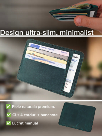 Portcard Personalizat din Piele Naturală Duma – Portofel Minimalist Gravat, Diverse Culori [1]