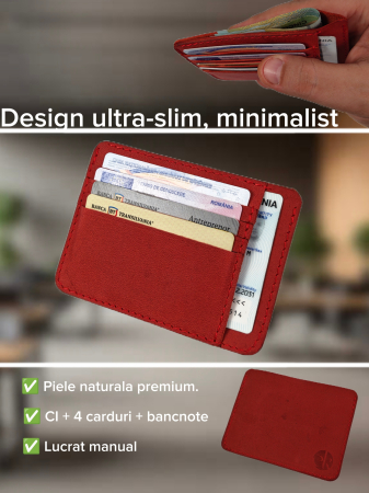 Portcard Minimalist din Piele Naturala Duma – Suport Subtire de Buzunar, Diverse Culori [2]