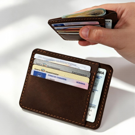 Portcard Minimalist din Piele Naturala Duma – Suport Subtire de Buzunar, Diverse Culori [0]