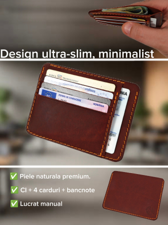 Portcard Minimalist din Piele Naturala Duma – Suport Subtire de Buzunar, Diverse Culori [2]