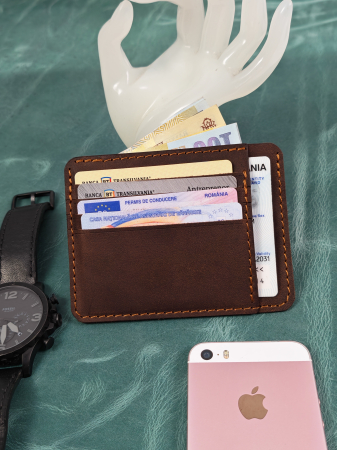 Portcard Personalizat din Piele Naturală Duma – Portofel Minimalist Gravat, Diverse Culori [5]