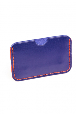 Portcard minimalist din piele naturala, lucrat si cusut manual, Leto, Handmade, Bleumarin, Produs in Romania [1]