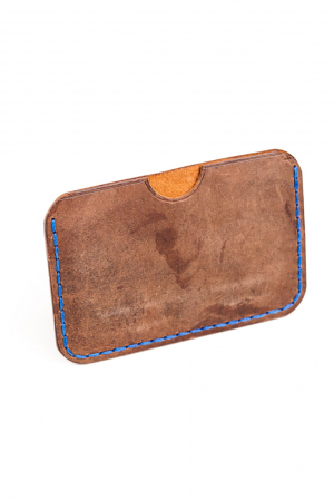 Portcard minimalist din piele naturala, lucrat si cusut manual, Leto, Handmade, Maro CrazyHorse, Produs in Romania [1]