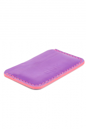 Portcard minimalist din piele naturala, lucrat si cusut manual, Leto, Handmade, Mov, Produs in Romania [3]