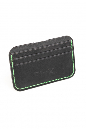 Portcarduri - Portcard minimalist din piele naturala, lucrat si cusut manual, Leto, Handmade, Negru, Produs in Romania