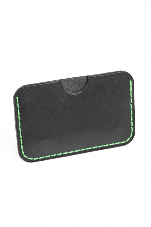 Portcard minimalist din piele naturala, lucrat si cusut manual, Leto, Handmade, Negru, Produs in Romania [1]