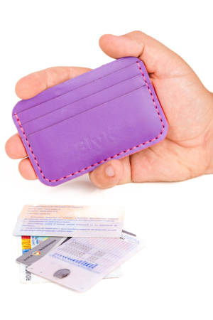 Portcarduri - Portcard minimalist din piele naturala, Leto