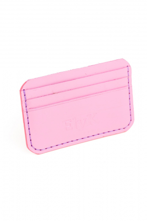 Portcarduri - Portcard minimalist din piele naturala, lucrat si cusut manual, Leto, Handmade, Roz, Produs in Romania