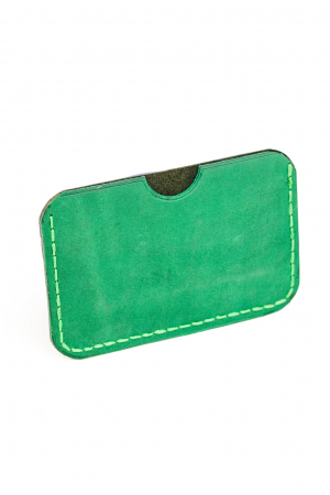 Portcard minimalist din piele naturala, lucrat si cusut manual, Leto, Handmade, Verde, Produs in Romania [1]