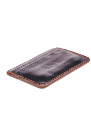 Portcard minimalist din piele naturala, lucrat si cusut manual, Nyx, Handmade, Bleumarin, Produs in Romania [2]