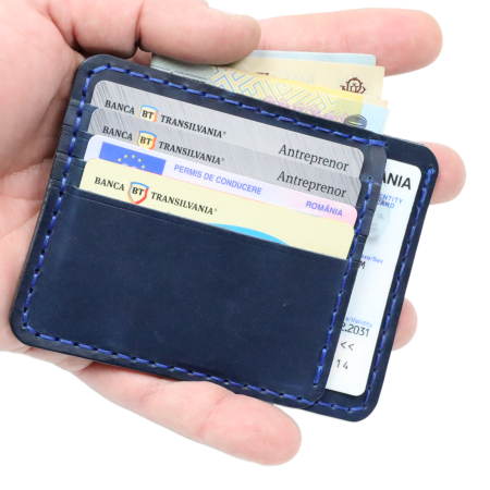 portofele barbati personalizabile - Portcard Minimalist din Piele Naturală , personalizabil, Duma, Albastru