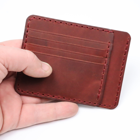 Portcard Minimalist din Piele Naturală , personalizabil, Duma, Grena [4]