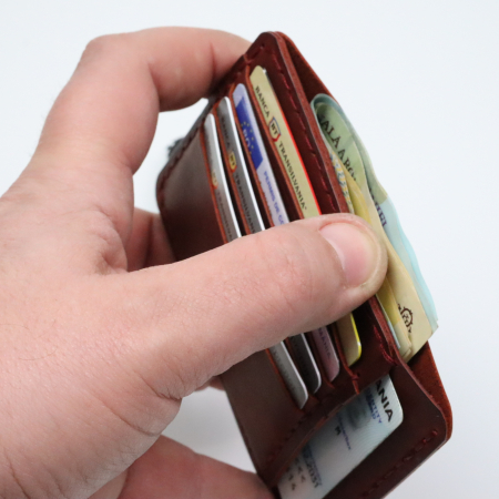 Portcard Minimalist din Piele Naturală , personalizabil, Duma, Grena [1]