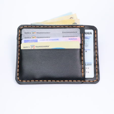Portcard Minimalist din Piele Naturală , personalizabil, Duma, Negru [5]