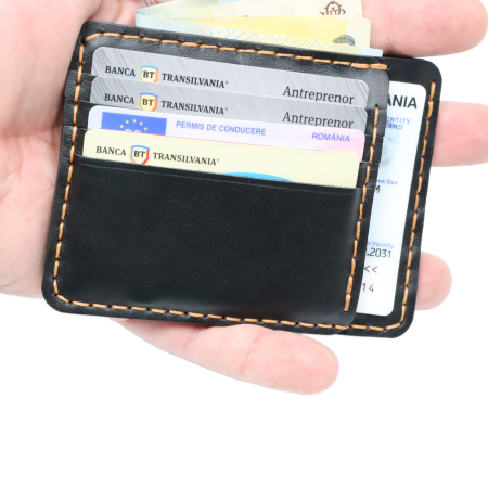 portofele barbati personalizabile - Portcard Minimalist din Piele Naturală , personalizabil, Duma, Negru