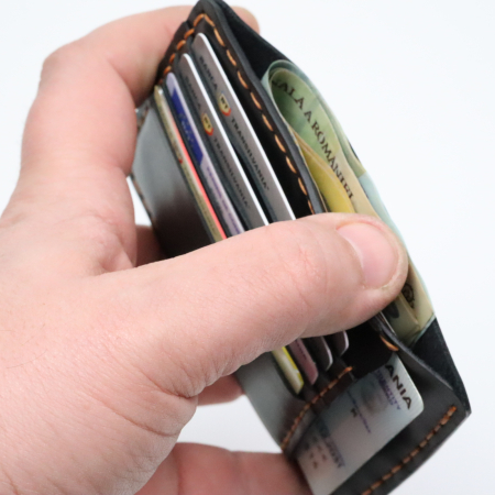 Portcard Minimalist din Piele Naturală , personalizabil, Duma, Negru [1]