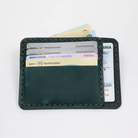 Portcard Minimalist din Piele Naturală , personalizabil, Duma, Turcoaz [4]