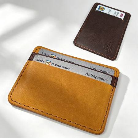 Noutati - Portcard Personalizat din Piele Naturala Duma Mini – Suport Carduri Gravat Manual, Design Ultra Slim